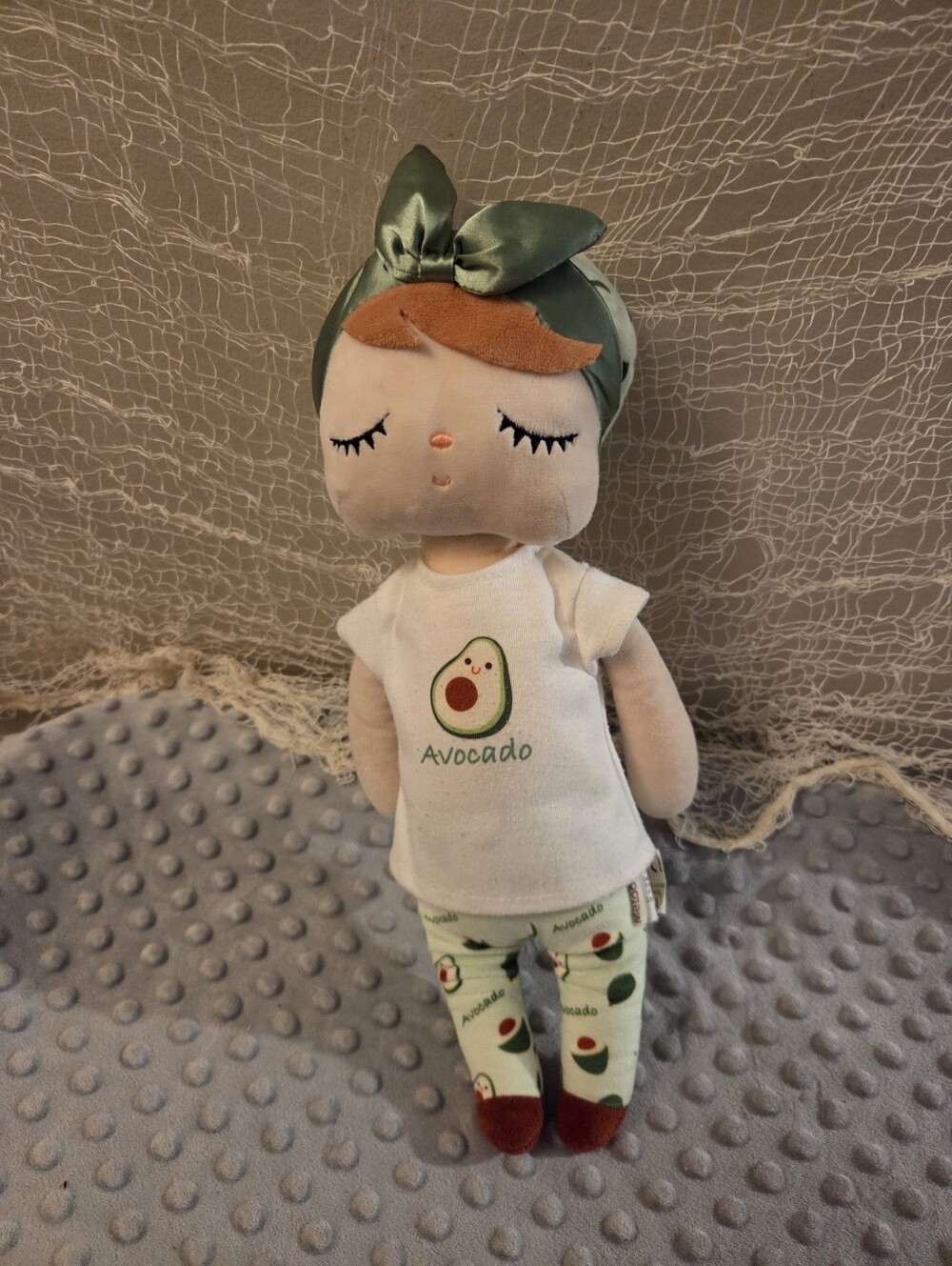 Cute stuffed doll avocado themed gently loved shirt slight pilling